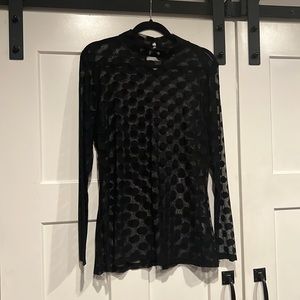 Lane Bryant size 18/20 sheer black polka dot top with keyhole back